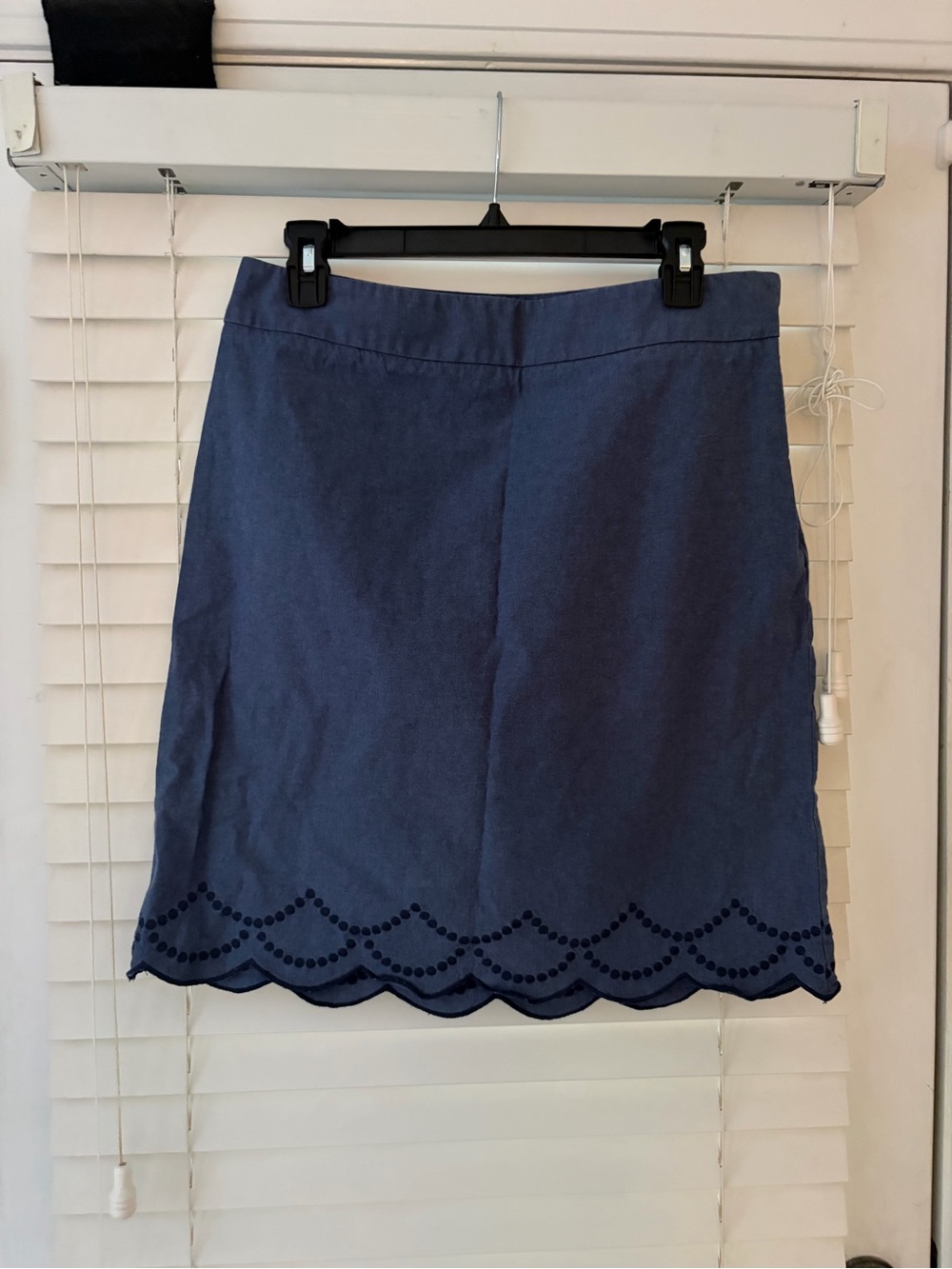 Talbots Navy Scallop Hem 100% cotton Mini Skirt